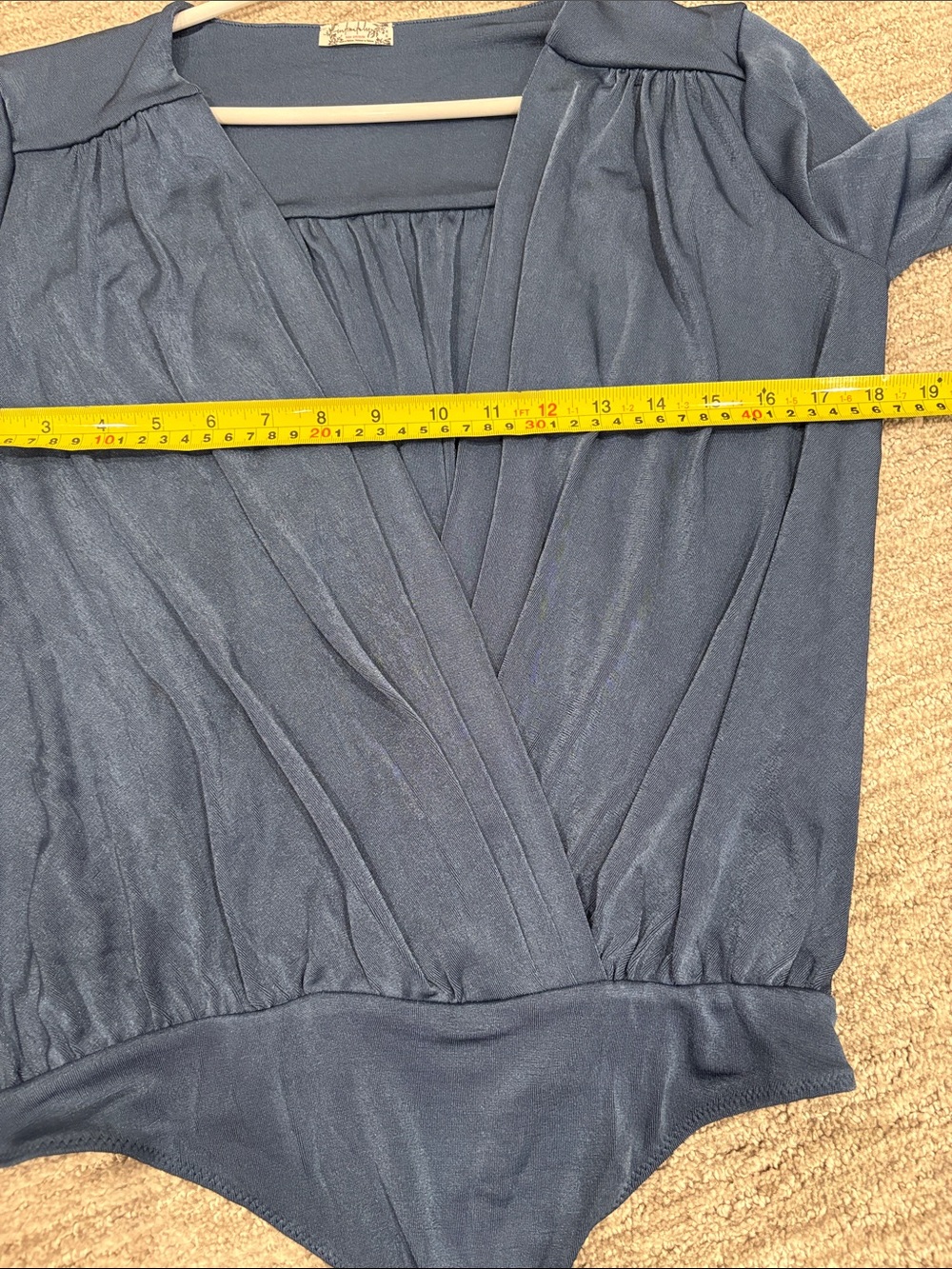 Free People Blue Surplice Long Sleeve Bodysuit Size M - Picture 8 of 11